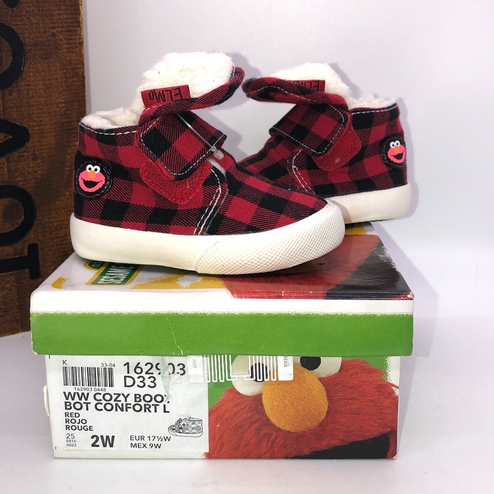 Sesame Street Cookie Monster Red Check Booties -2W